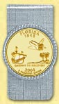 Florida Quarter Money Clip - with Gold Plated State Quarter MAIN