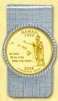 Hawaii Quarter Money Clip - with Gold Plated State Quarter MAIN