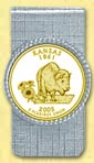 Kansas Quarter Money Clip - with Gold Plated State Quarter MAIN