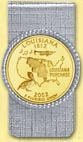 Louisiana Quarter Money Clip - with Gold Plated State Quarter MAIN