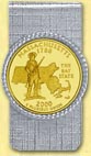 Massachusetts Quarter Money Clip - with Gold Plated State Quarter MAIN