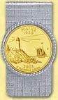 Maine Quarter Money Clip - with Gold Plated State Quarter MAIN
