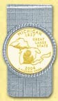 Michigan Quarter Money Clip - with Gold Plated State Quarter MAIN