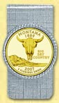Montana Quarter Money Clip - with Gold Plated State Quarter MAIN