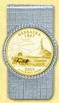 Nebraska Quarter Money Clip - with Gold Plated State Quarter MAIN
