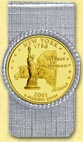 New York Quarter Money Clip - with Gold Plated State Quarter MAIN