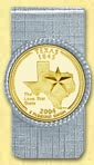 Texas Quarter Money Clip - with Gold Plated State Quarter MAIN