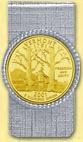 Vermont Quarter Money Clip - with Gold Plated State Quarter MAIN