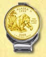 Alaska Quarter Deluxe Money Clip - with Gold Plated State Quarter MAIN