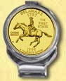 Delaware Quarter Deluxe Money Clip - with Gold Plated State Quarter MAIN