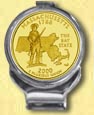 Massachusetts Quarter Deluxe Money Clip - with Gold Plated State Quarter MAIN