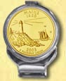 Maine Quarter Deluxe Money Clip - with Gold Plated State Quarter MAIN