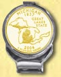 Michigan Quarter Deluxe Money Clip - with Gold Plated State Quarter MAIN