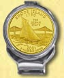 Rhode Island Quarter Deluxe Money Clip - with Gold Plated State Quarter MAIN