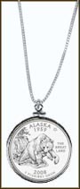 Alaska Quarter Sterling Silver Necklace MAIN