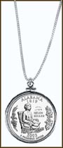 Alabama Quarter Sterling Silver Necklace MAIN