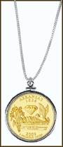 Arkansas Quarter Sterling Silver Necklace - with Gold Plated State Quarter MAIN