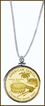American Samoa Quarter Sterling Silver Necklace - with Gold Plated Territorial Quarter MAIN
