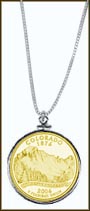 Colorado Quarter Sterling Silver Necklace - with Gold Plated State Quarter MAIN