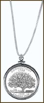 Connecticut Quarter Sterling Silver Necklace MAIN