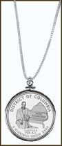 District of Columbia Quarter Sterling Silver Necklace MAIN