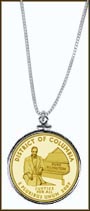 District of Columbia Quarter Sterling Silver Necklace - with Gold Plated Territorial Quarter MAIN