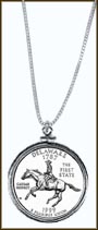 Delaware Quarter Sterling Silver Necklace MAIN