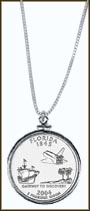 Florida Quarter Sterling Silver Necklace MAIN