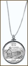 Iowa Quarter Sterling Silver Necklace MAIN