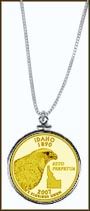 Idaho Quarter Sterling Silver Necklace - with Gold Plated State Quarter MAIN