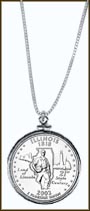Illinois Quarter Sterling Silver Necklace MAIN