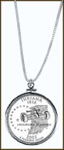 Indiana Quarter Sterling Silver Necklace MAIN