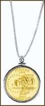 Indiana Quarter Sterling Silver Necklace - with Gold Plated State Quarter MAIN