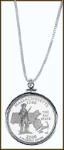 Massachusetts Quarter Sterling Silver Necklace MAIN