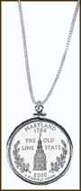 Maryland Quarter Sterling Silver Necklace MAIN