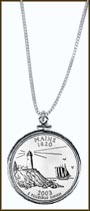 Maine Quarter Sterling Silver Necklace MAIN