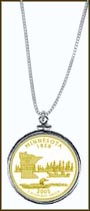Minnesota Quarter Sterling Silver Necklace - with Gold Plated State Quarter MAIN