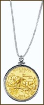 Mississippi Quarter Sterling Silver Necklace - with Gold Plated State Quarter MAIN