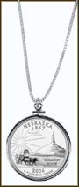Nebraska Quarter Sterling Silver Necklace MAIN