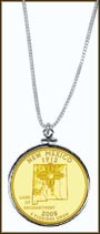 New Mexico Quarter Sterling Silver Necklace - with Gold Plated State Quarter MAIN