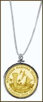 Northern Mariana Islands Quarter Sterling Silver Necklace - with Gold Plated Territorial Quarter MAIN