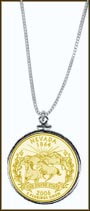 Nevada Quarter Sterling Silver Necklace - with Gold Plated State Quarter MAIN
