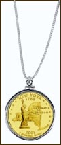 New York Quarter Sterling Silver Necklace - with Gold Plated State Quarter MAIN