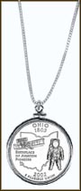Ohio Quarter Sterling Silver Necklace MAIN
