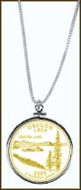 Oregon Quarter Sterling Silver Necklace - with Gold Plated State Quarter MAIN