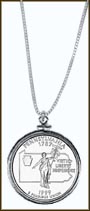 Pennsylvania Quarter Sterling Silver Necklace MAIN