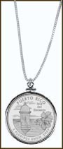 Puerto Rico Quarter Sterling Silver Necklace MAIN