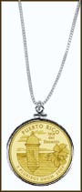 Puerto Rico Quarter Sterling Silver Necklace - with Gold Plated Territorial Quarter MAIN