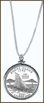Rhode Island Quarter Sterling Silver Necklace MAIN