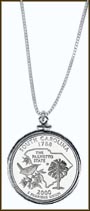 South Carolina Quarter Sterling Silver Necklace MAIN